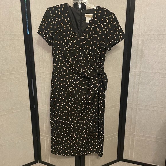 Coldwater Creek Dresses & Skirts - Coldwater Creek Petite Black Tie Front Wrap Dress With Polka Dots